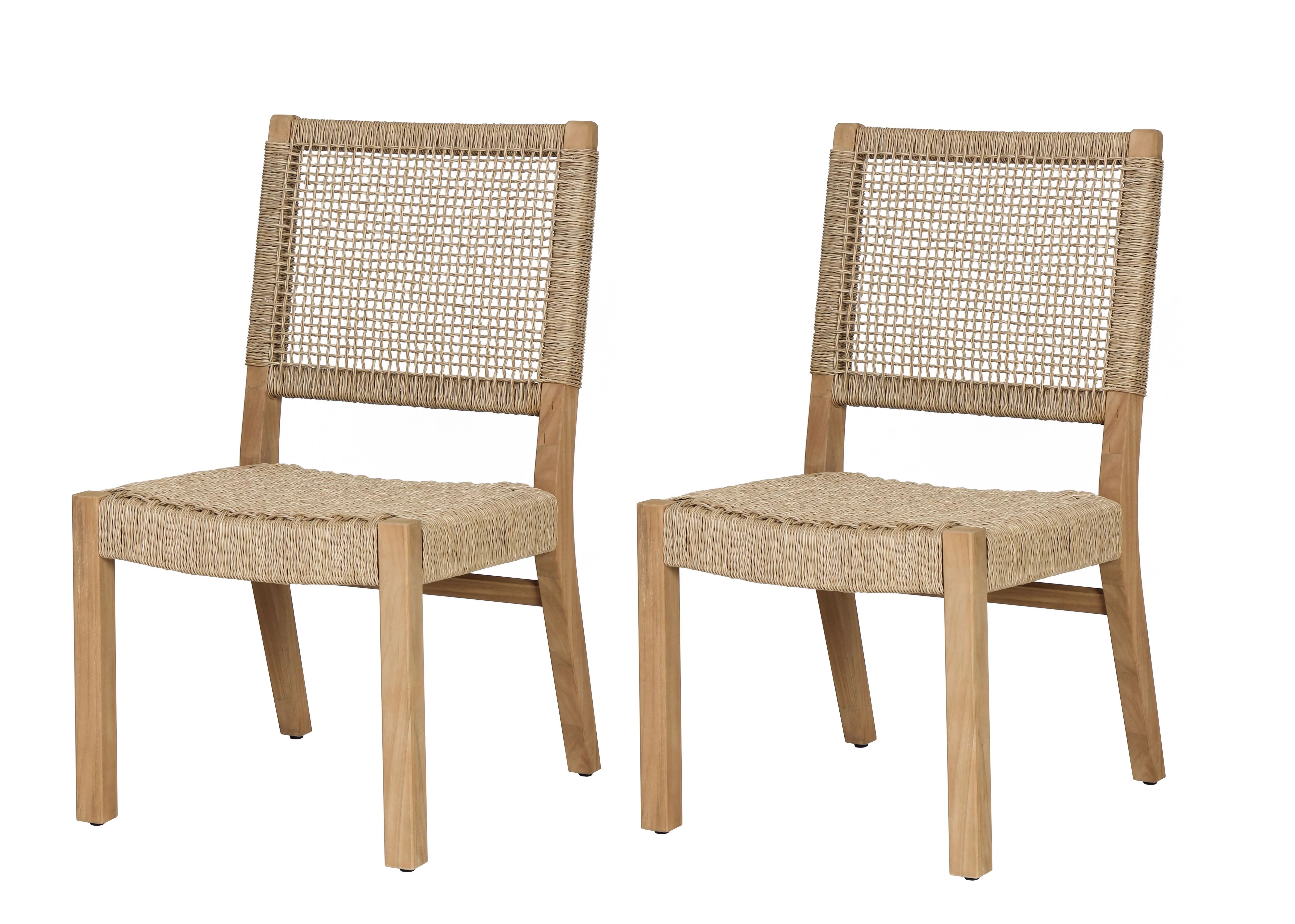 Better Homes & Gardens Ashbrook 2-Pack Teak & Wicker Dining Chairs by Dave & Jenny Marrs - Walmar... | Walmart (US)