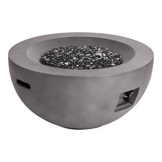 Hampton Bay Grove Park 36 in. x 18 in. Round Concrete Propane Gas Fire Pit FP20517 | The Home Depot