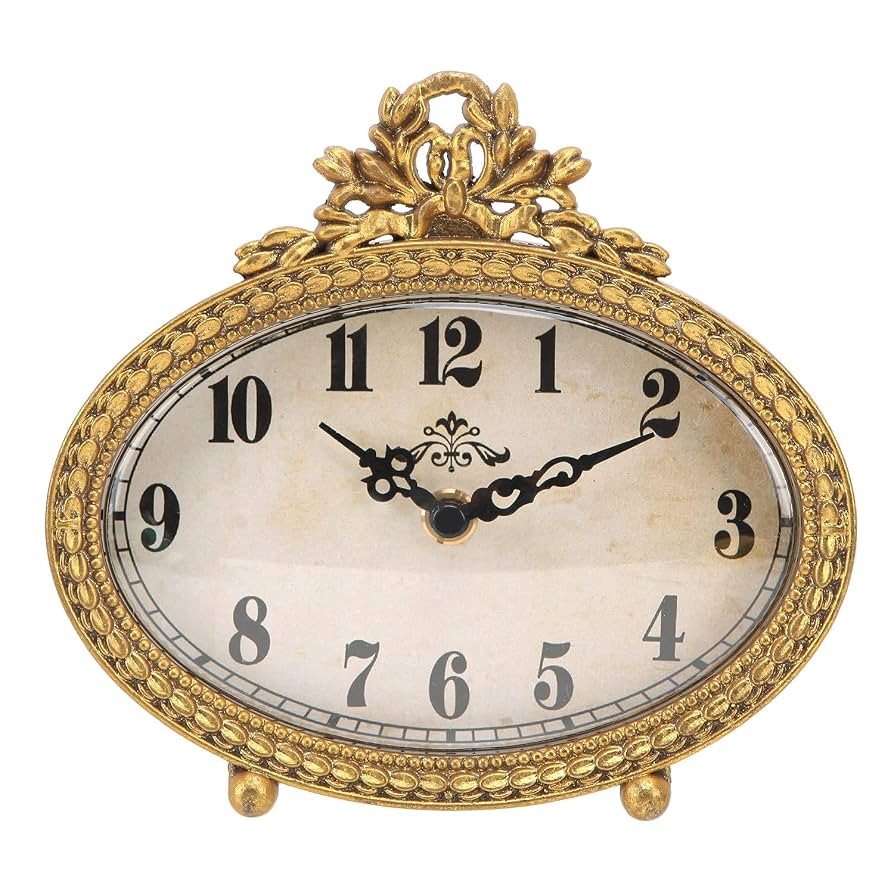 NIKKY HOME Vintage Table Top Clock, Silent Small Shelf Desk Clock Battery Operated Rustic Design,... | Amazon (US)