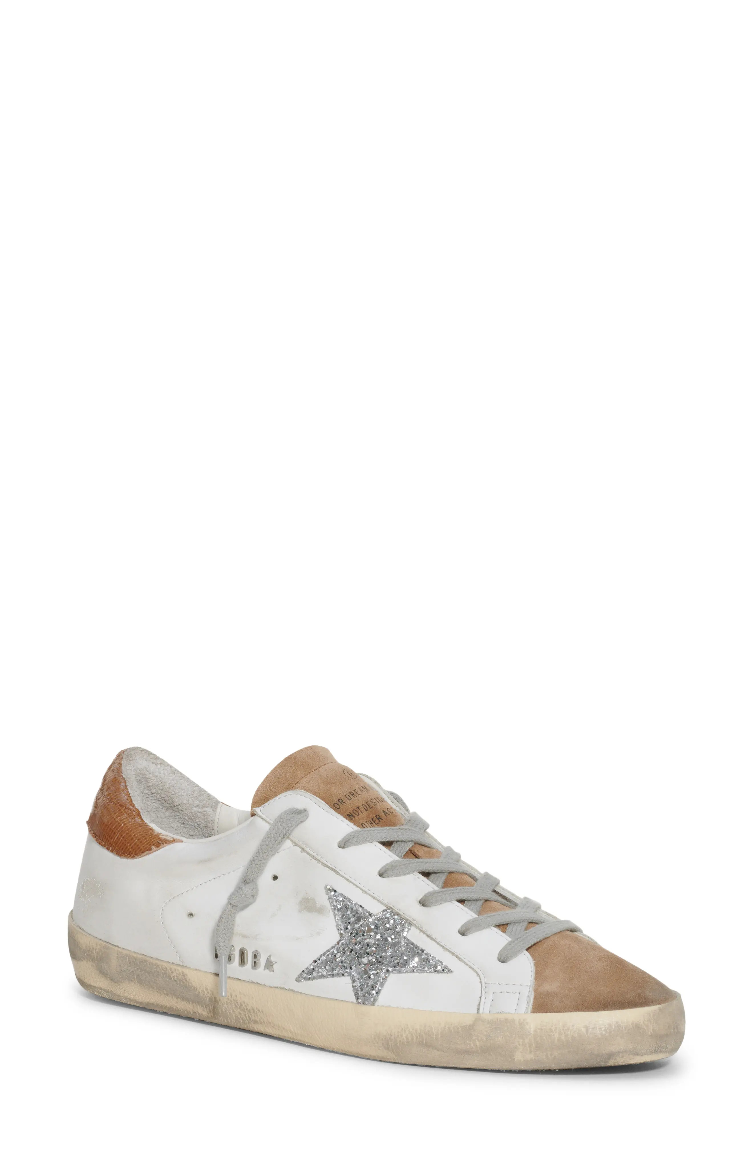Golden Goose Super-Star Low Top Sneaker in White/Tobacco/Silver/Taupe at Nordstrom, Size 11Us | Nordstrom