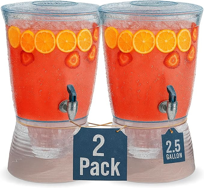 Amazon.com | Drink Dispensers for Parties (2.5 Gallon) Large Plastic Water Dispenser for Counter ... | Amazon (US)
