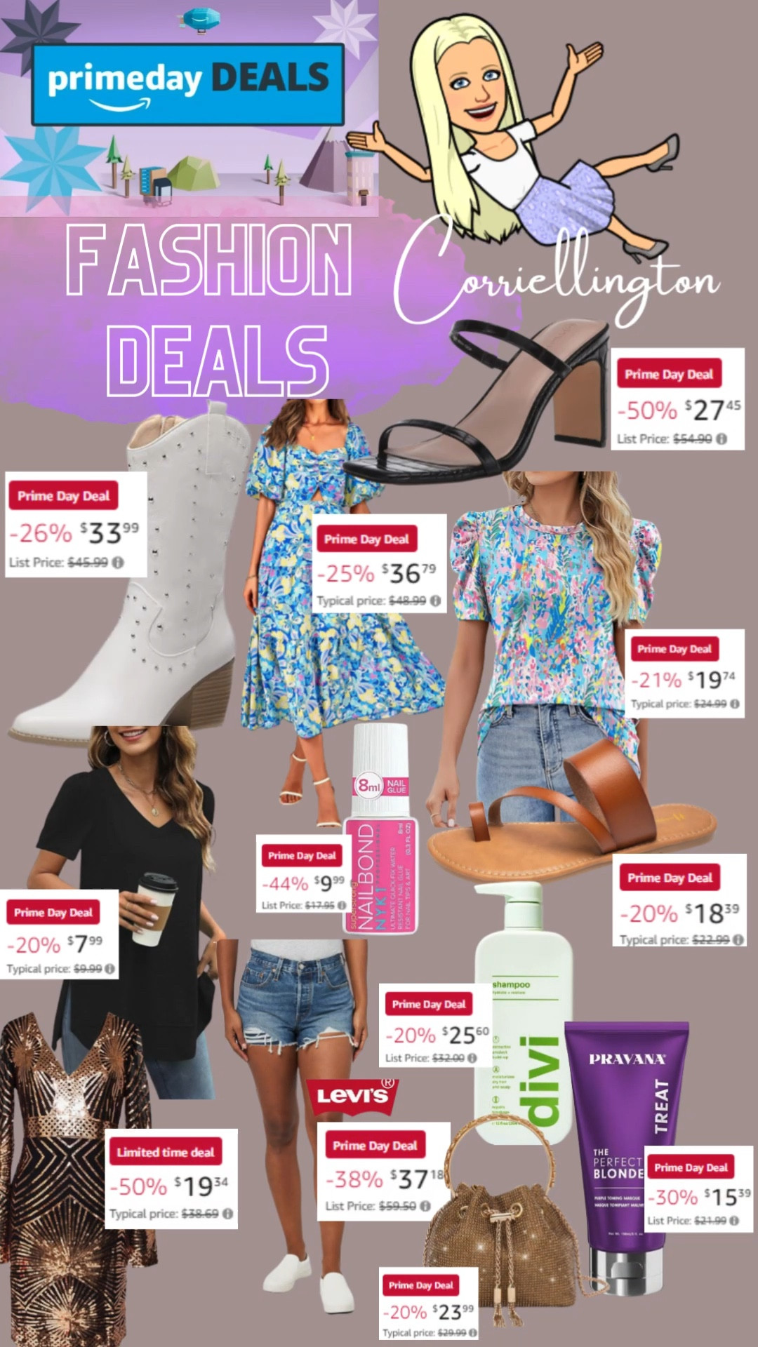 Prime Day Fashion Deals
White Cowboy boots
Neon floral dress
Floral tee
Puff sleeves
Black tunic top
Levi’s 501 shorts high waist 
Sequin gold dress
Gold sparkly purse
Pravana Blonde purple shampoo
Divi shampoo
Tan sandals

#LTKSaleAlert #LTKFindsUnder50 #LTKFindsUnder100
