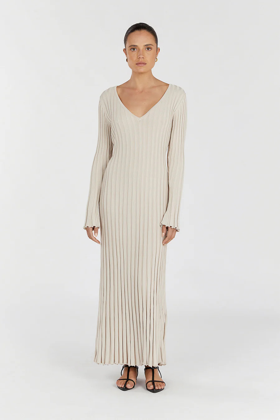 REIGN STONE SLEEVED KNIT MIDI DRESS | DISSH