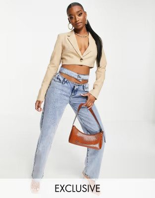 ASYOU crop blazer with caging detail in tan | ASOS (Global)