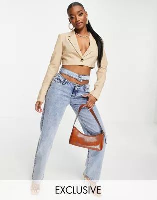 ASYOU crop blazer with caging detail in tan | ASOS (Global)