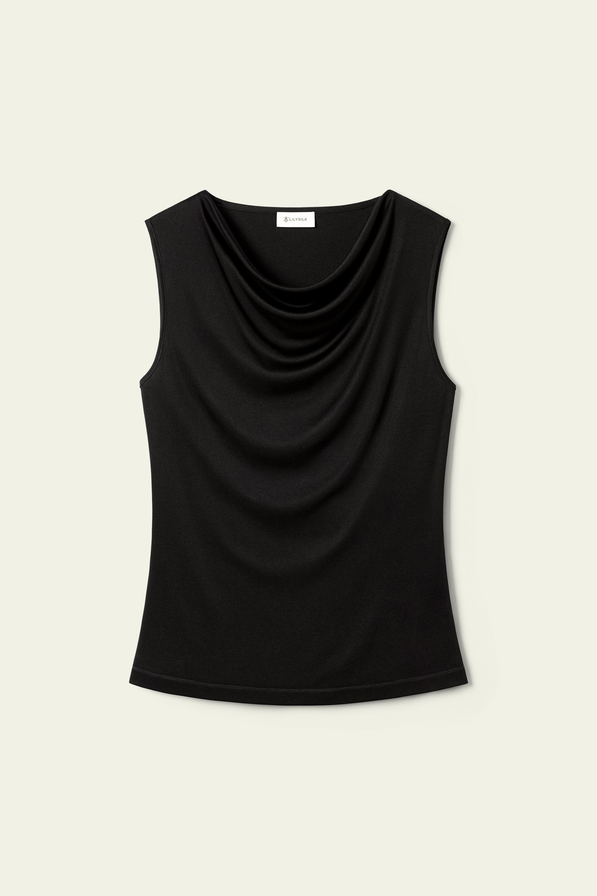 Silk Jersey Cowl-neck Sleeveless Top | LilySilk