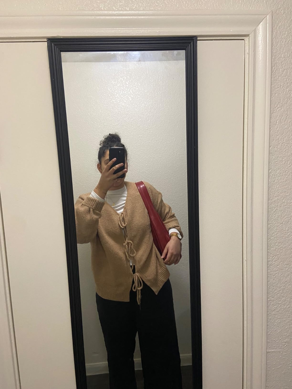 PRETTYGARDEN Women's Tie Front Bow Cardigan Sweaters Chunky Knit Long Puff Sleeve Trendy Fall Win... | Amazon (US)