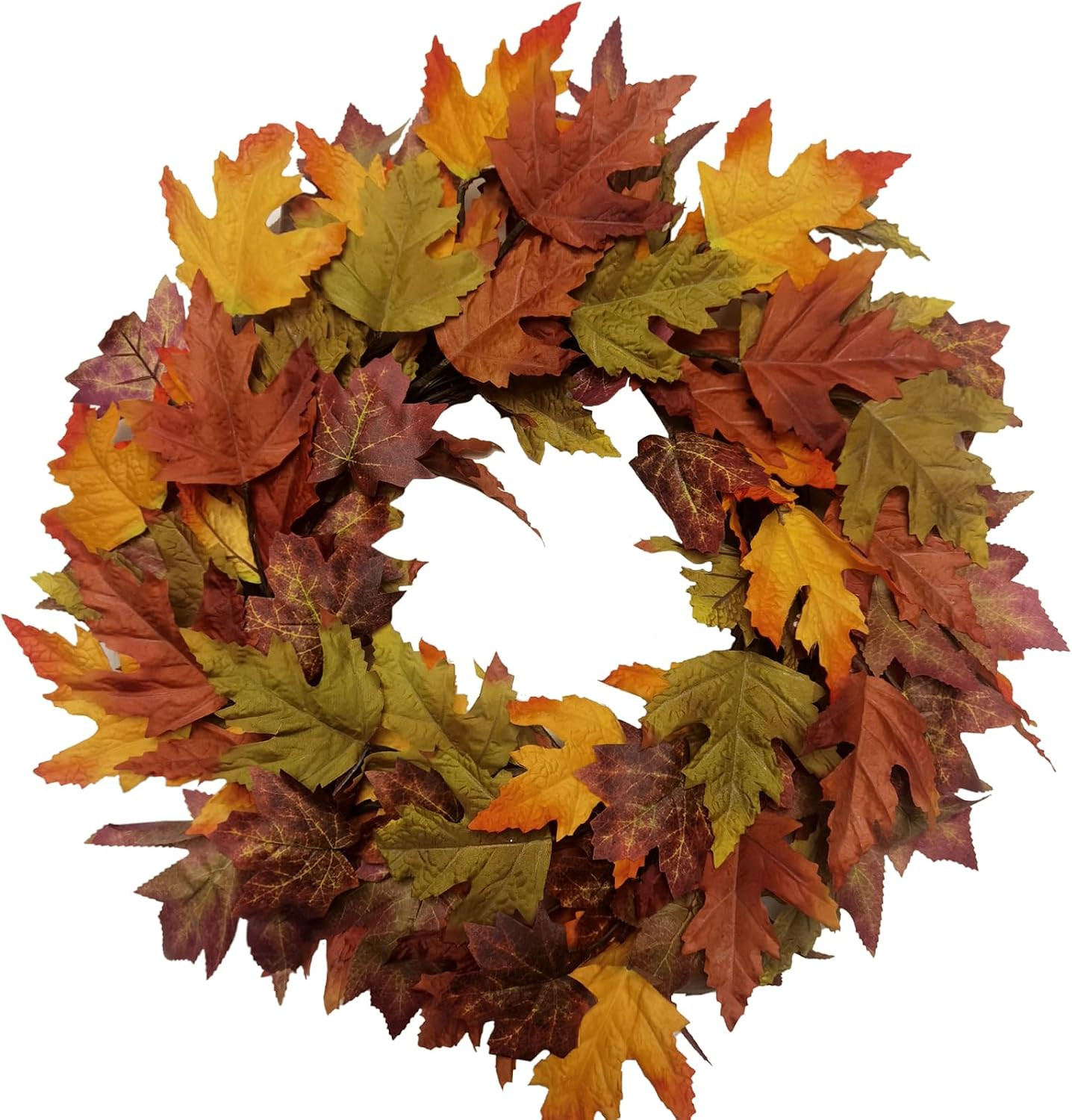 Artificial Fall Maple Leaves Wreath 20 Inch Autumn Wreaths for Front Door Orange Yellow Wreath fo... | Amazon (US)