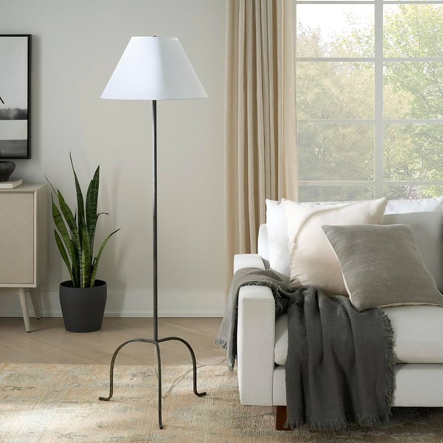 Nourison Home 66" Black Wrought Iron Heritage Metal Slim Tripod Standing Floor Lamp for Modern, I... | Amazon (US)