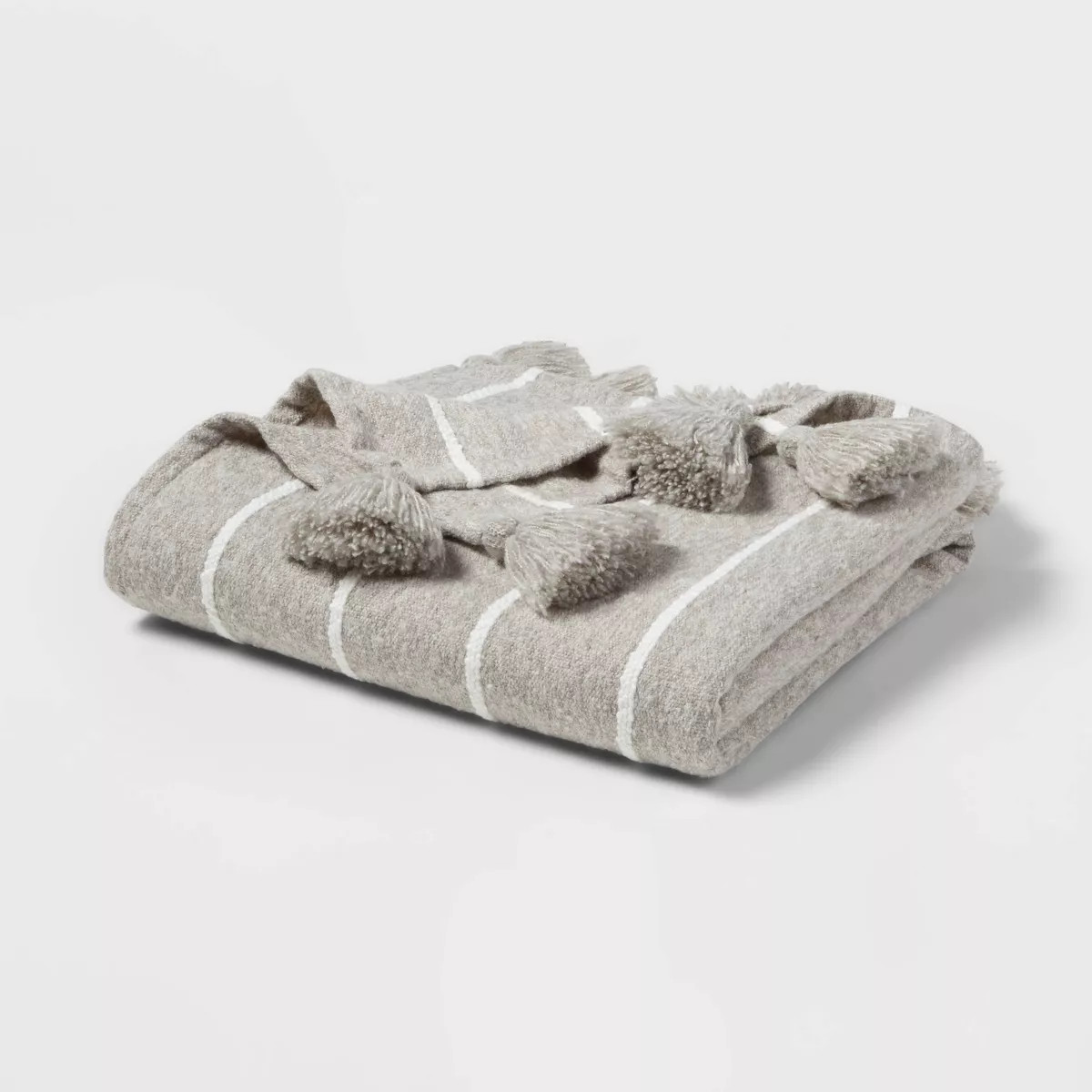 Tasseled Boucle Bed Throw Natural Stripe - Threshold™ | Target
