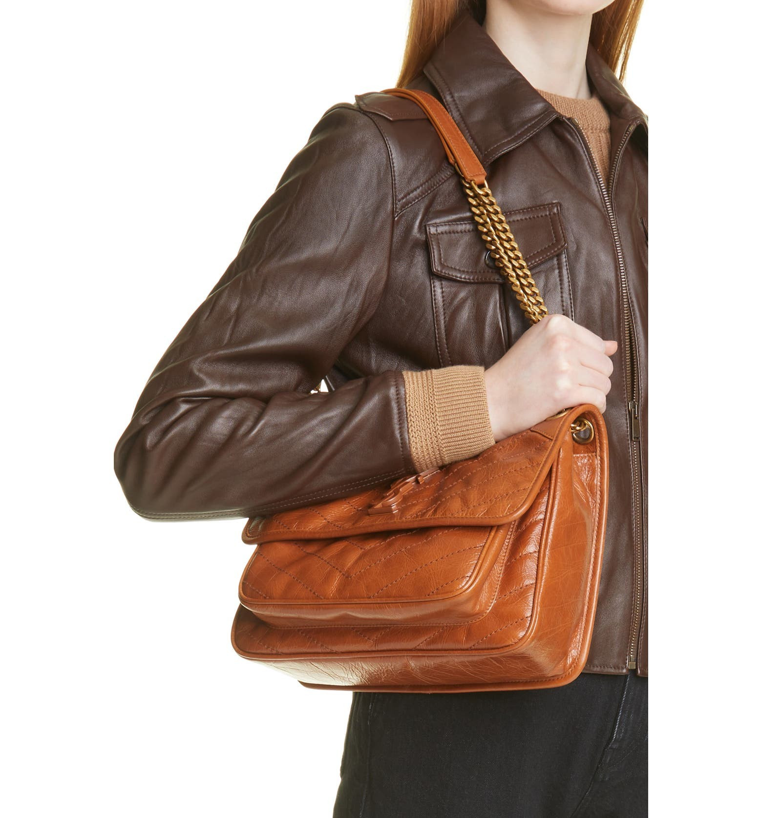 Medium Niki Matelassé Crinkled Leather Shoulder Bag | Nordstrom | Nordstrom