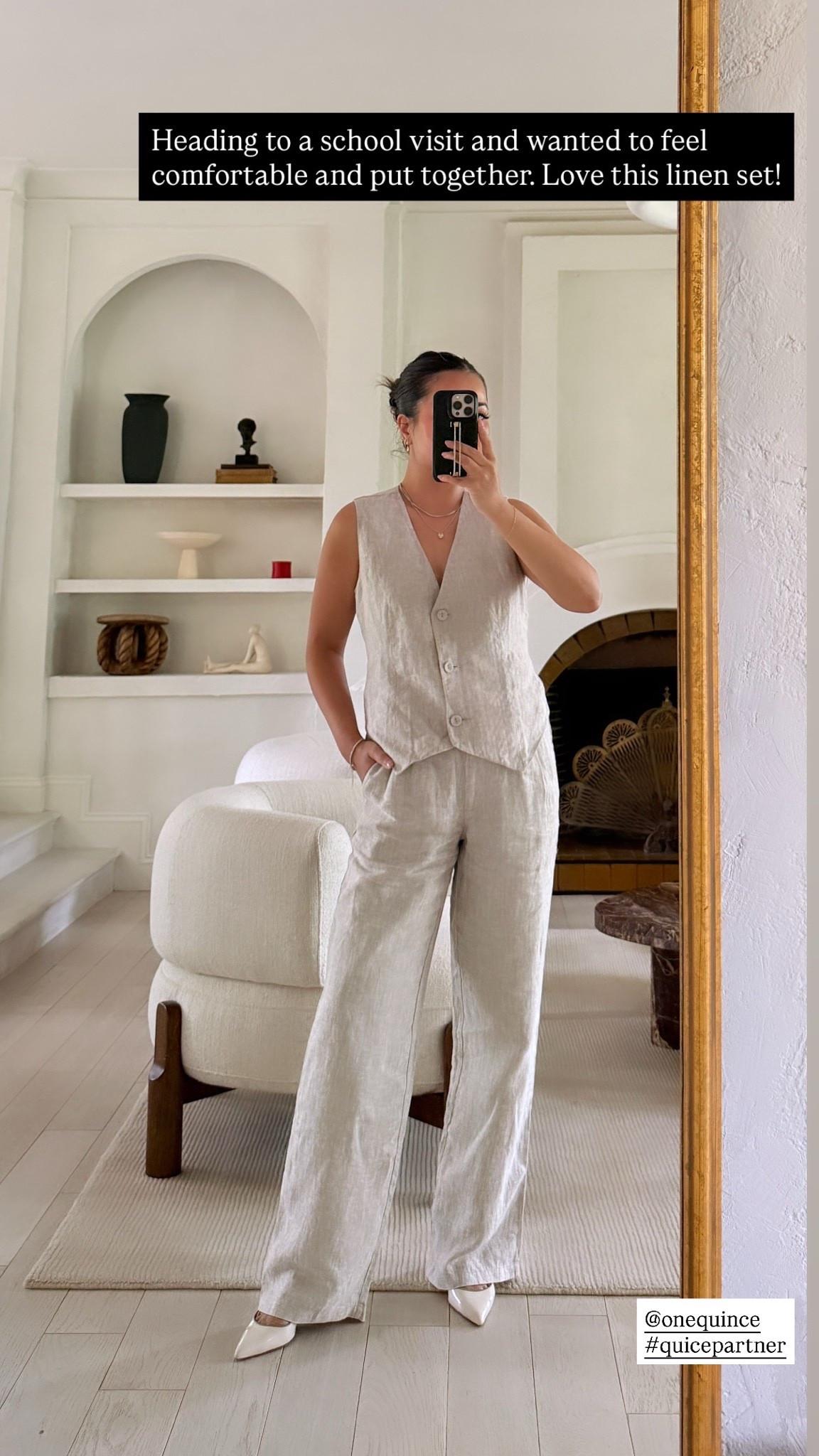 For size reference, I’m 5 ft 115 pounds and wearing an XS in the top and 0 SHORT in the pants. Perfect fit!

So comfortable and feels put together for summer!

@Quince 
#quincepartner

#LTKmomlife #LTKOver40 #LTKPetite