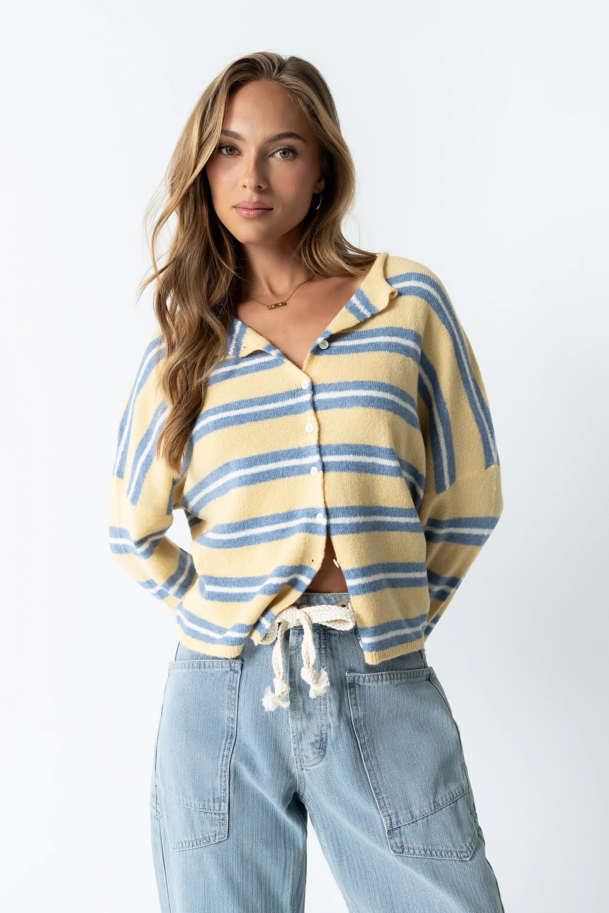 Mariah Striped Cardigan in Yellow - L / Yellow | Böhme US