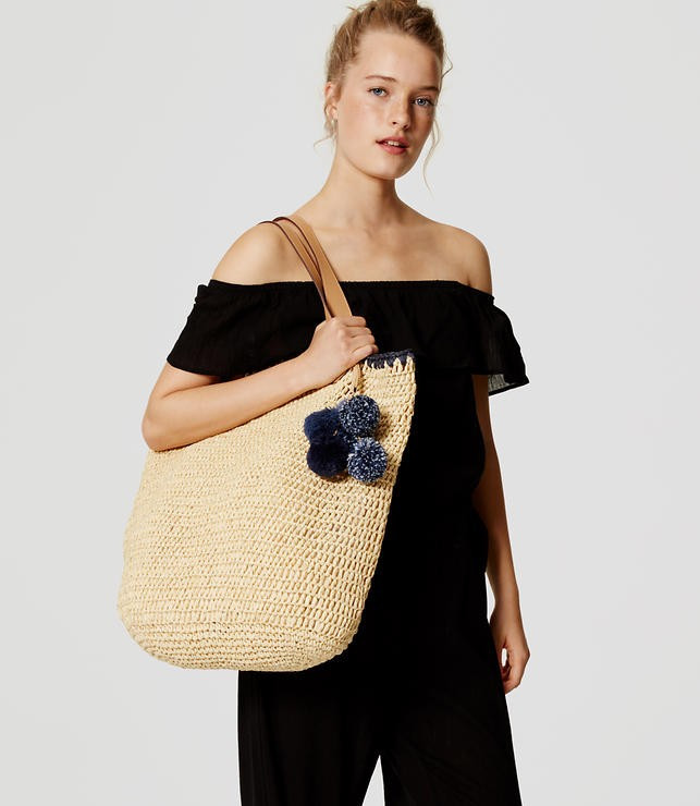 Pom Pom Straw Bag | Loft