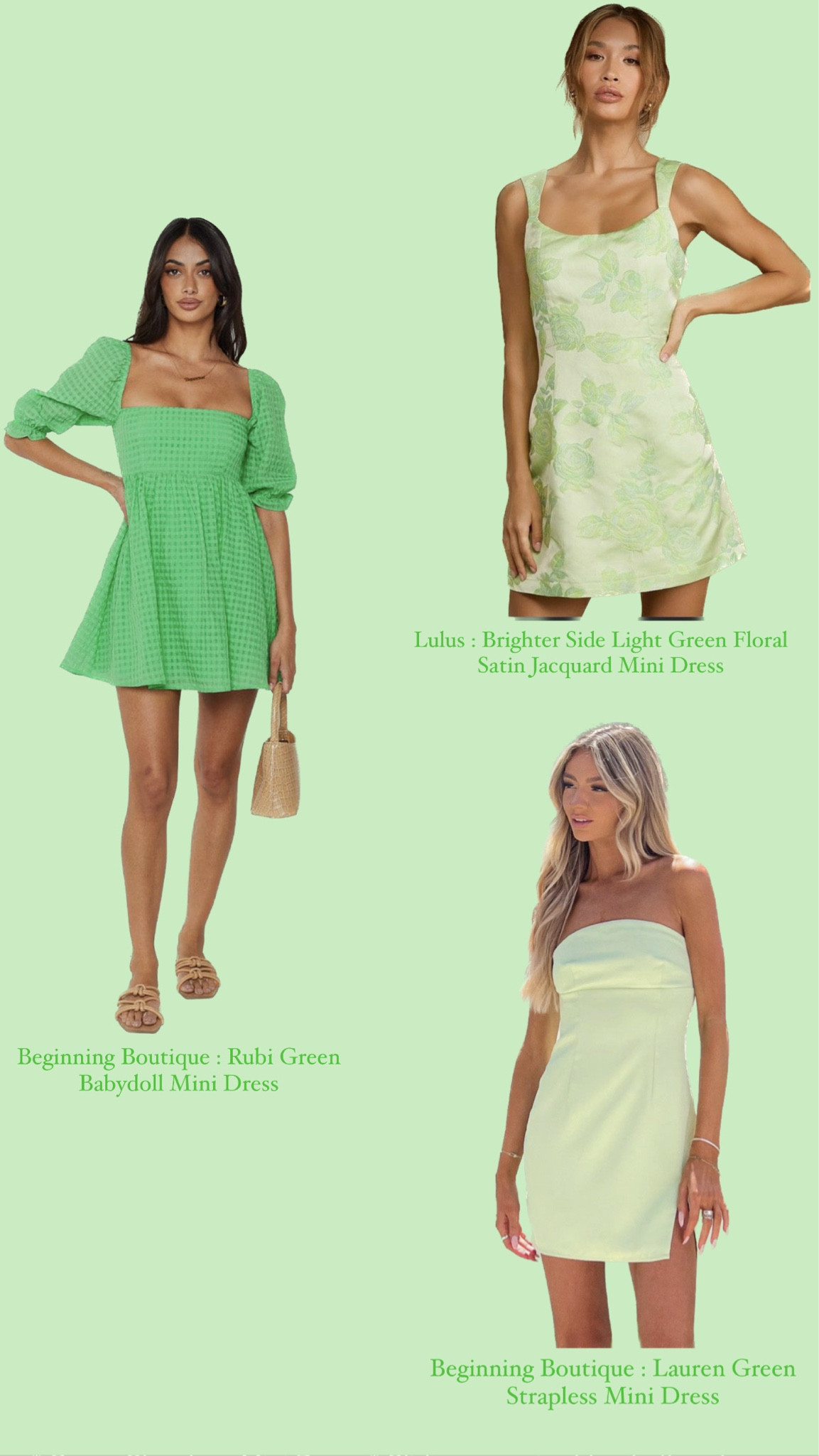 Lauren Green Strapless Mini Dress