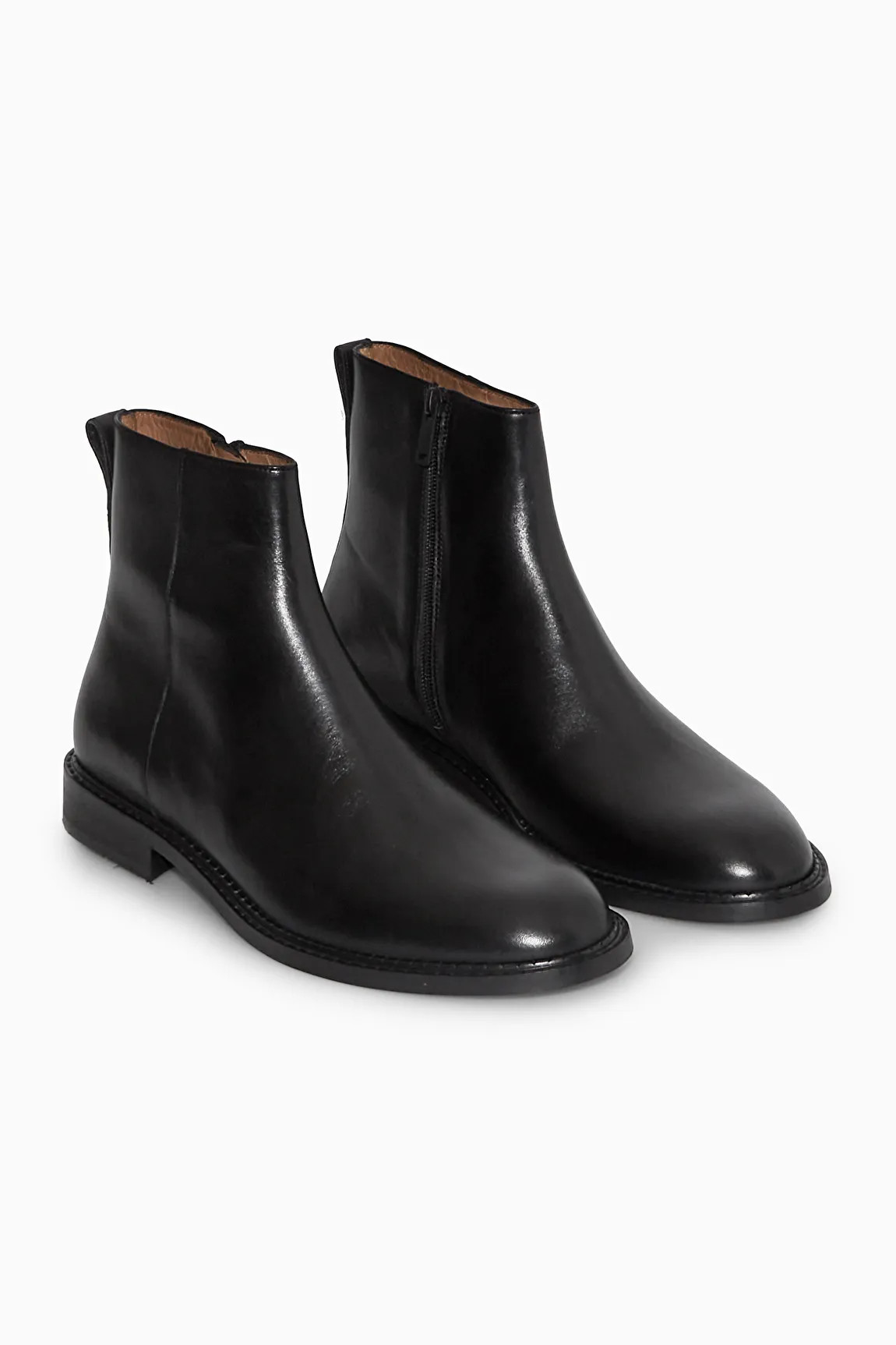 ZIP-UP LEATHER ANKLE BOOTS - BLACK - COS | COS (EU)