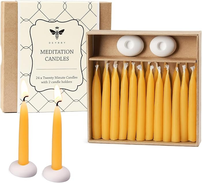 DEYBBY 20 Minute Beeswax Meditation Candles - 24pcs Mini Beeswax Taper Candle Gift Set with 2 Sma... | Amazon (US)