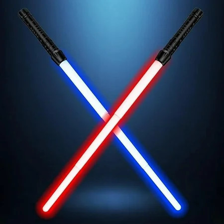Wekvgz 2pcs Lightsaber Light Up Saber Sword, Retractable LED Light Saber with Sound for Fighters Warriors Hand Light Up Sword 2-in-1 LED Red Blue light | Walmart (US)