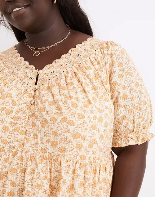 Plus Eyelet-Trim Tiered Mini Dress in Piccola Floral | Madewell
