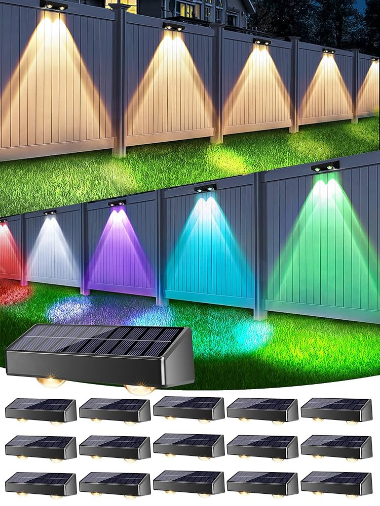 Brizled 16 Pack Fence Solar Lights, 11 Modes & 9 Colors - Warm White/Cool White/RGB Color Changin... | Amazon (US)