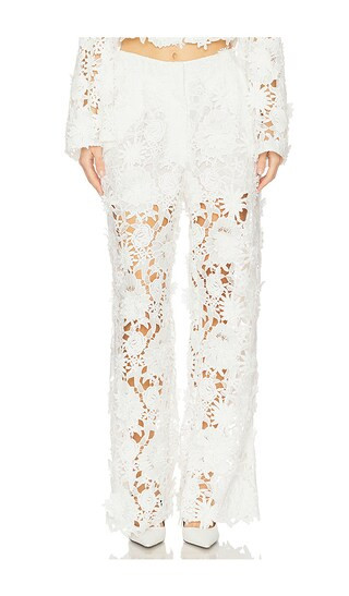 Adrian Floral Lace Pants in White | Revolve Clothing (Global)