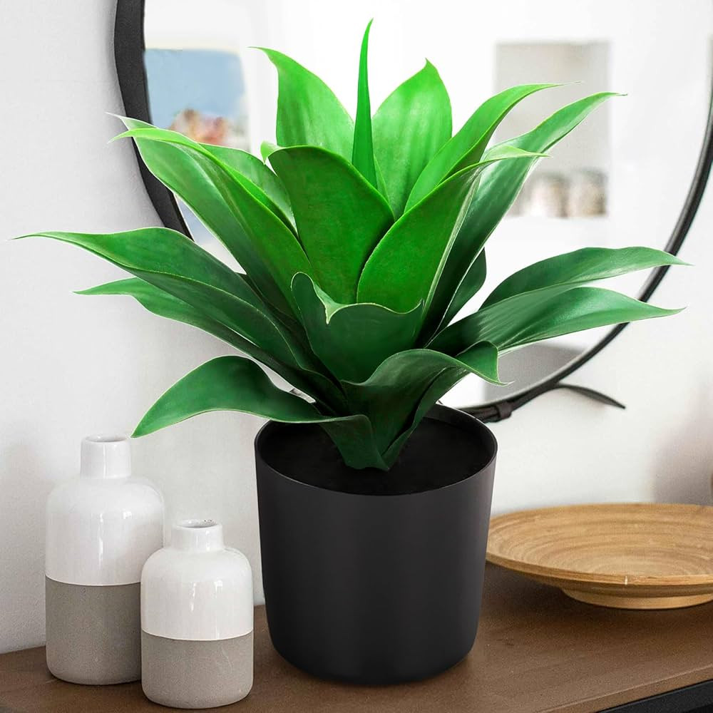Floweroyal Artificial Succulent Plant 14" Fake Agave Plant Large Faux Aloe Vera Potted Plant for ... | Amazon (US)