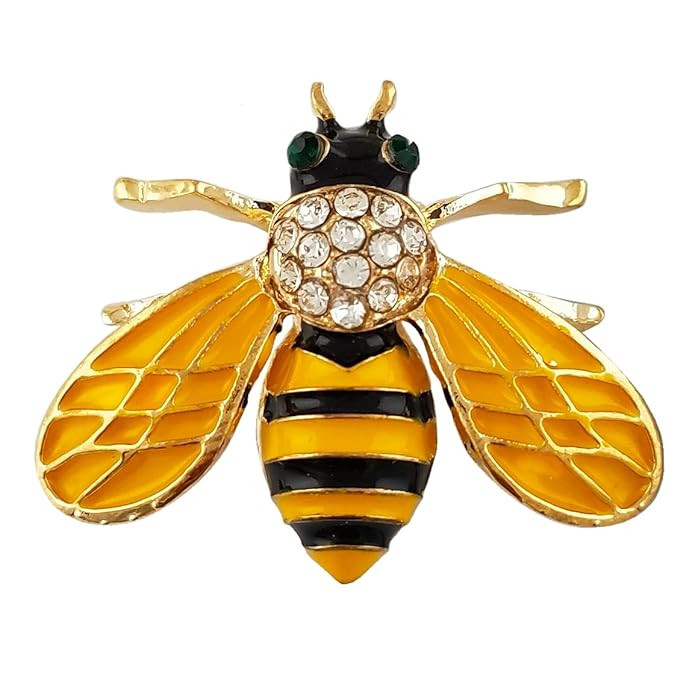 SELOVO Honeybee Bee Yellow Enamel Small Cute Brooch Pin Gold Tone Clear Crystal | Amazon (US)