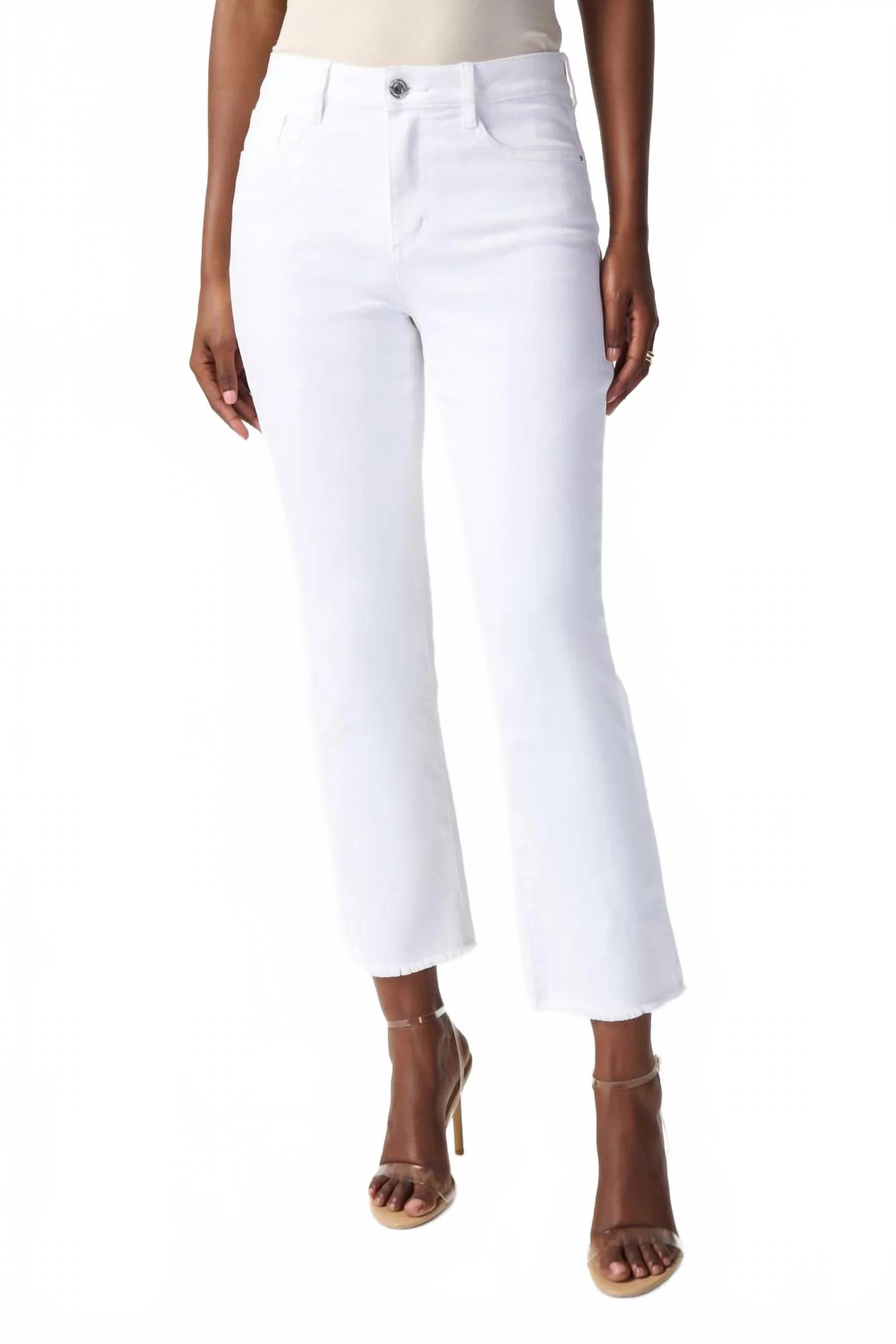 Denim Frayed Hem Straight Jeans In White | Shop Simon
