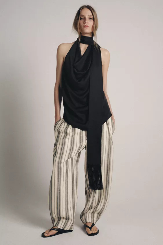 FRINGE SCARF HALTER TOP ZW COLLECTION | Zara US