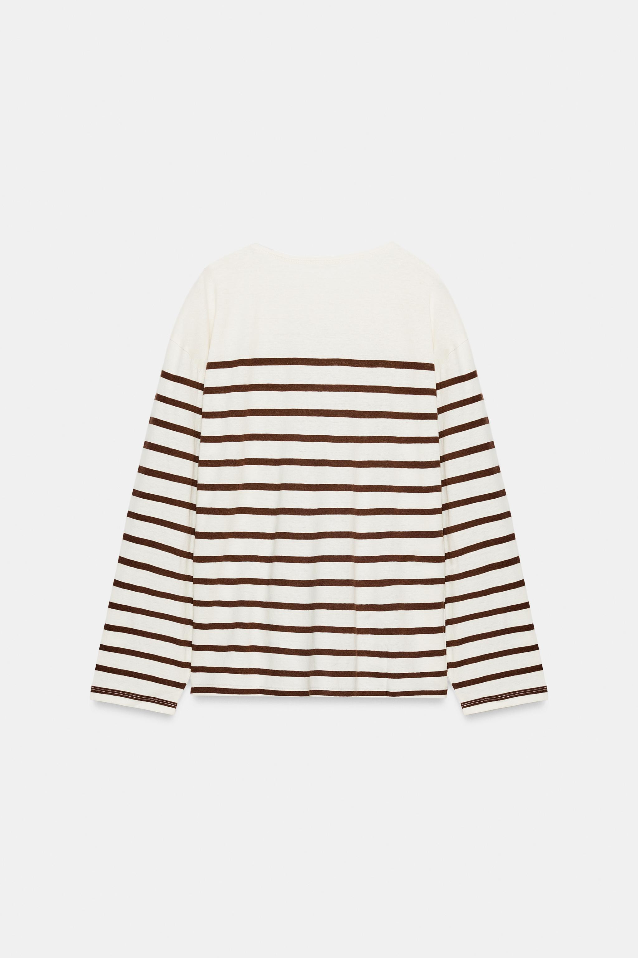 Model height: 180 cmREGULAR FIT - ROUND NECK - REGULAR LENGTH - LONG SLEEVET-shirt crafted from a... | Zara UK