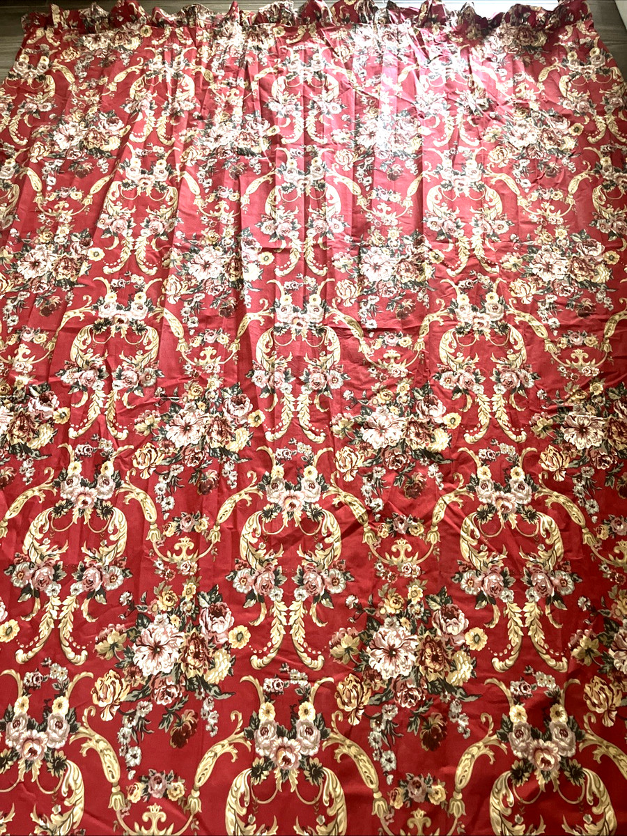 RALPH LAUREN Vintage Danielle Marseilles Red Floral Flat Sheet Ruffle Trim FULL | eBay | eBay US