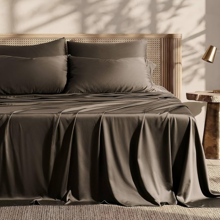 EverGrace 100% Rayon from Bamboo Sheet Set, Queen Size, Dark Brown | Amazon (US)