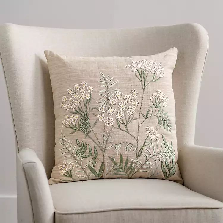 New! Embroidered Floral Susanna Throw Pillow | Kirkland's Home