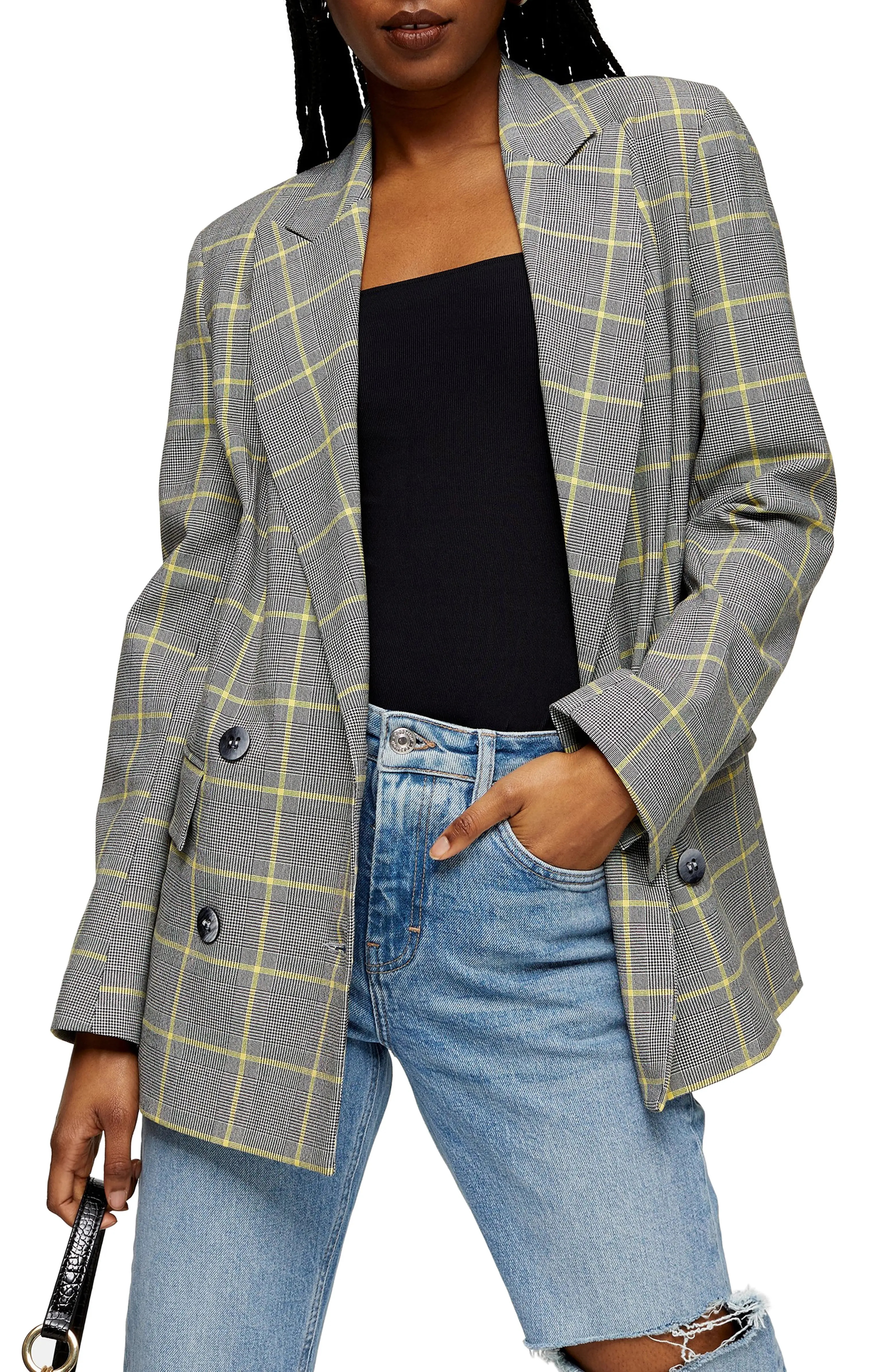 Lemon Check Double Breasted Blazer | Nordstrom