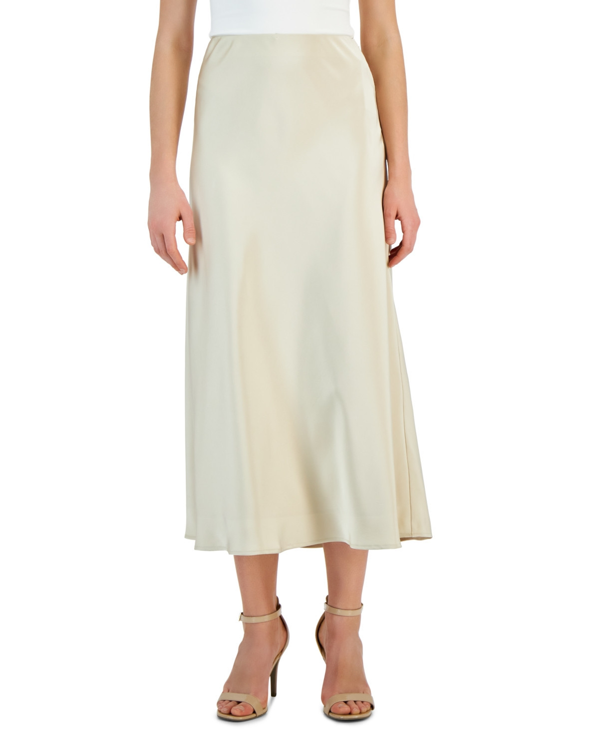 Tahari Asl Women's Satin Midi Skirt - Sand | Macy's