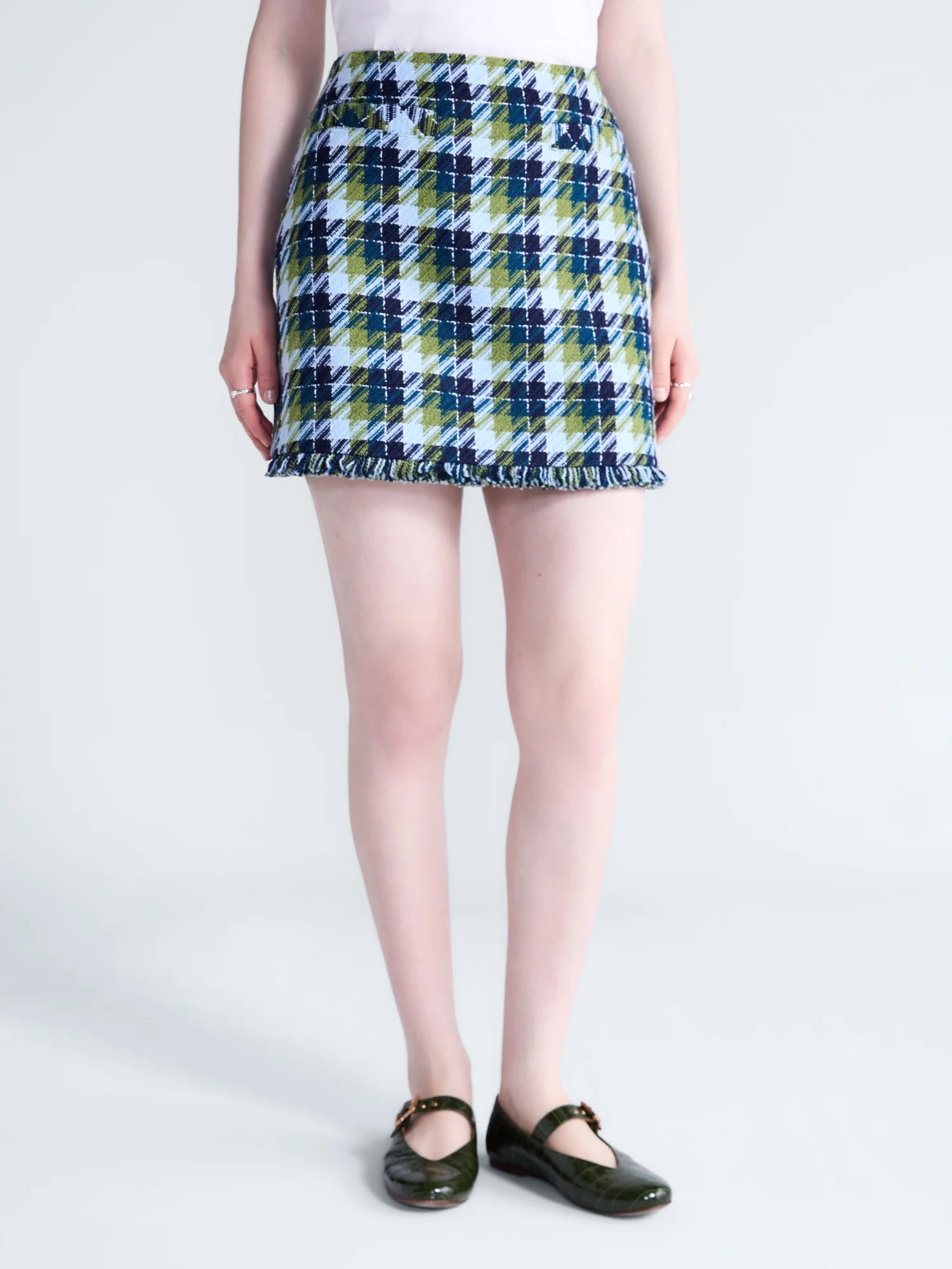 Free Assembly Women’s Tweed Mini Skirt with Fringe Hem, Sizes 0-20 - Walmart.com | Walmart (US)