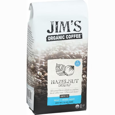 Jim's Organic Coffee Ground Coffee - Hazelnut Decaf | Target