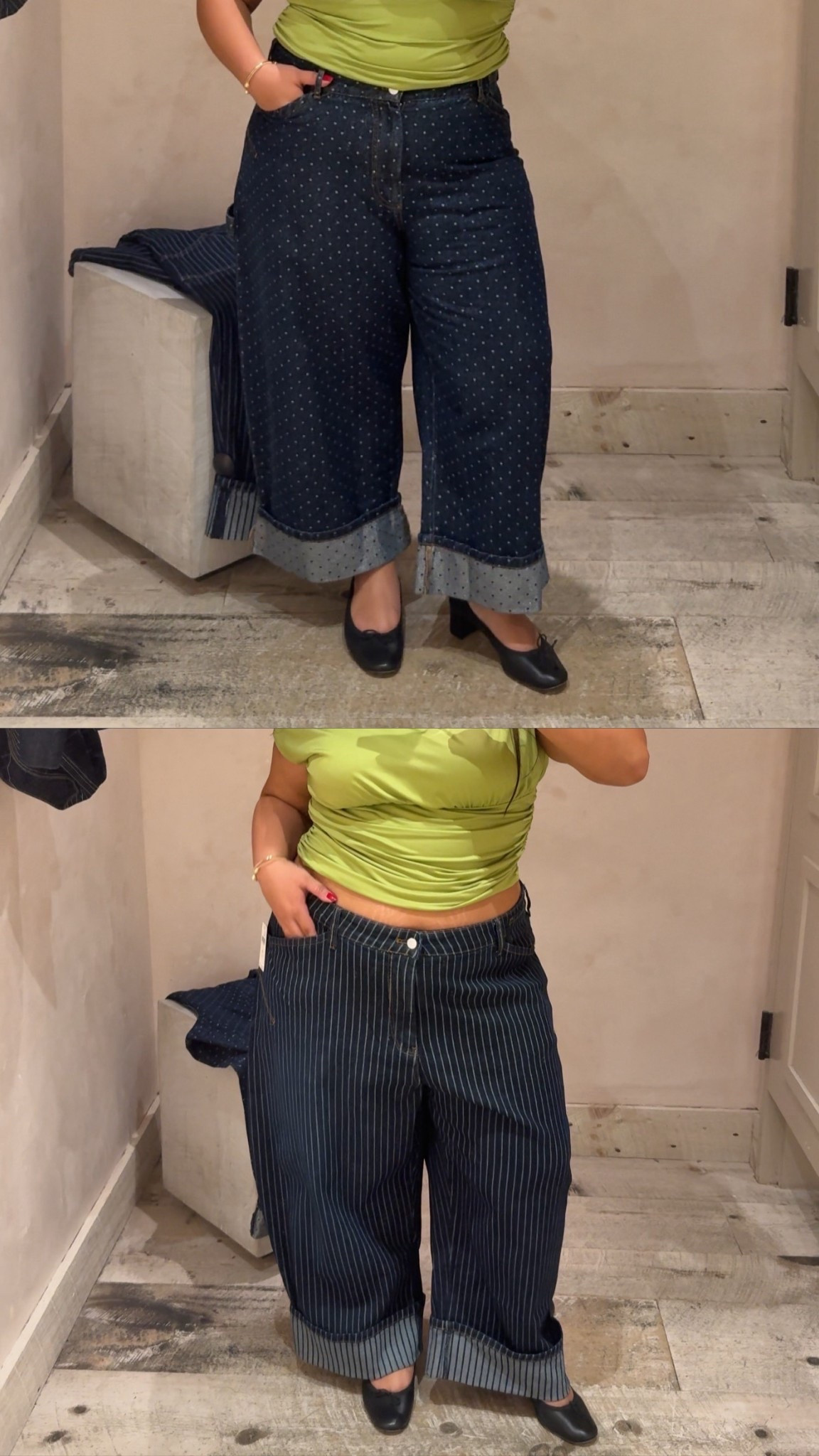 Plus size stripped jeans & polkadot jeans 👖 sizes I’m wearing! Both in a US 18

#LTKootd #LTKPlusSize #LTKMidsize