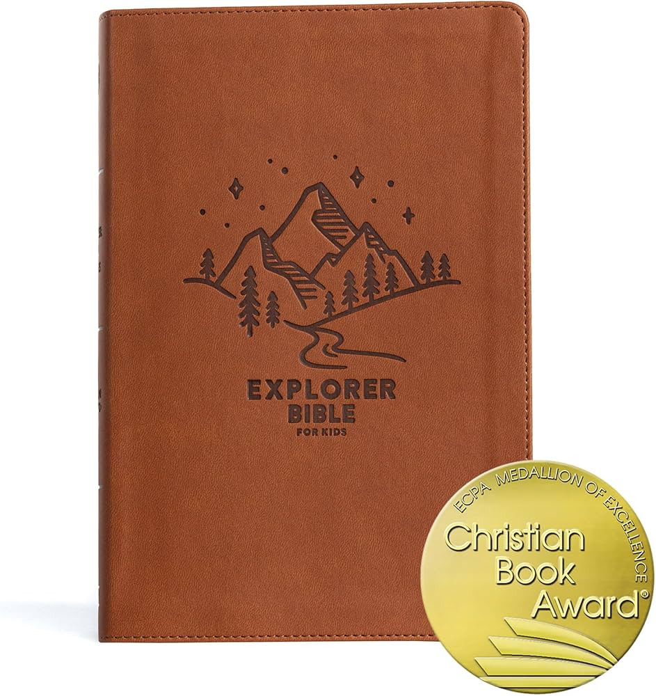 CSB Explorer Bible for Kids, Brown Mountains LeatherTouch, Red Letter, Full-Color Design, Photos,... | Amazon (US)