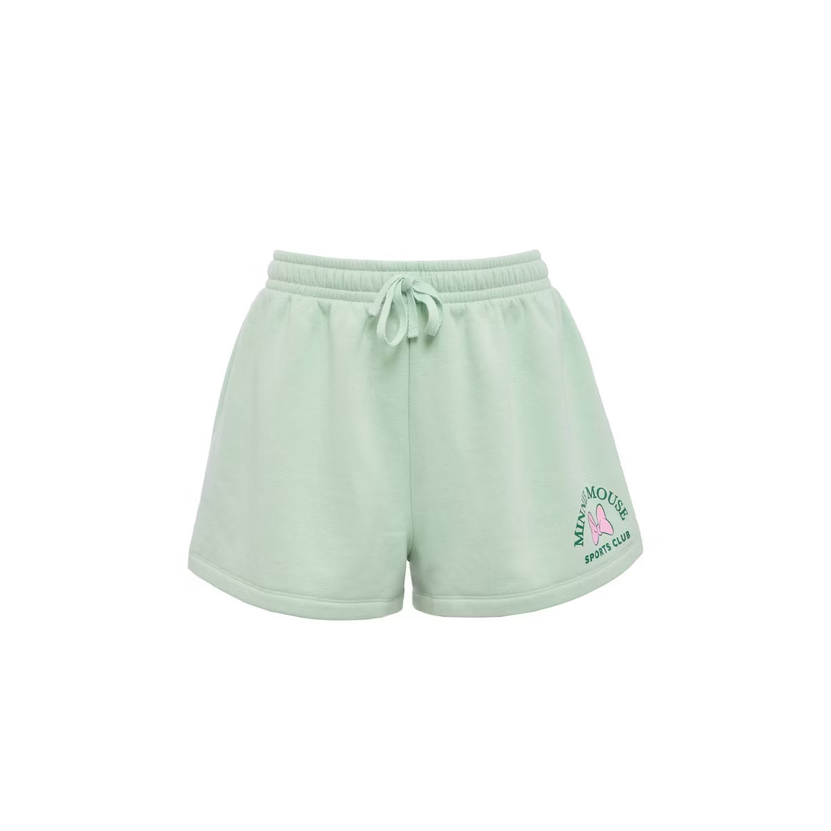 Women Minnie Mouse Sports Club Fleece Shorts - Light Mint Green | Target