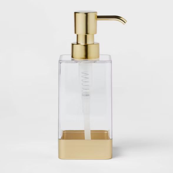 Square Soap/Lotion Dispenser Gold/Clear - Room Essentials™ | Target