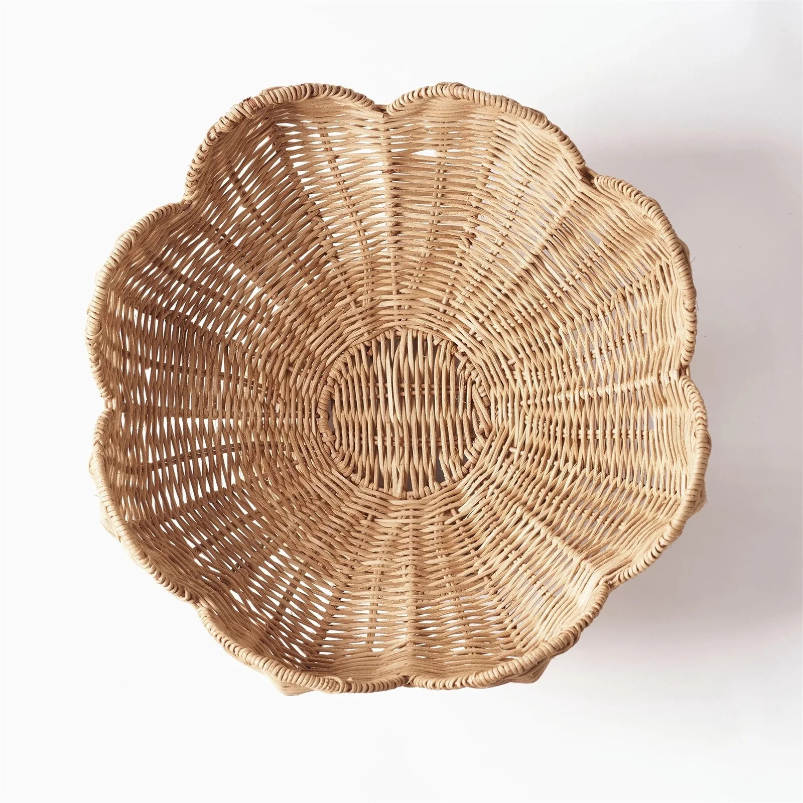 Blue Woven Rattan Pedestal Bowl with Scalloped Edges, Decorative Easter Centerpiece Bowl for Tabl... | Walmart (US)