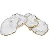 Godinger White Quartz Coasters Brass Edge, Set of 4 | Amazon (US)