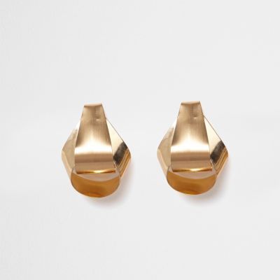Gold tone folded stud earrings | River Island (UK & IE)
