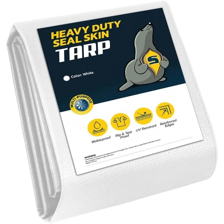 Seal Skin Heavy Duty 5x7 FT White Waterproof Tarp, 12 Mil Thick, UV & Tear Resistant | Walmart (US)