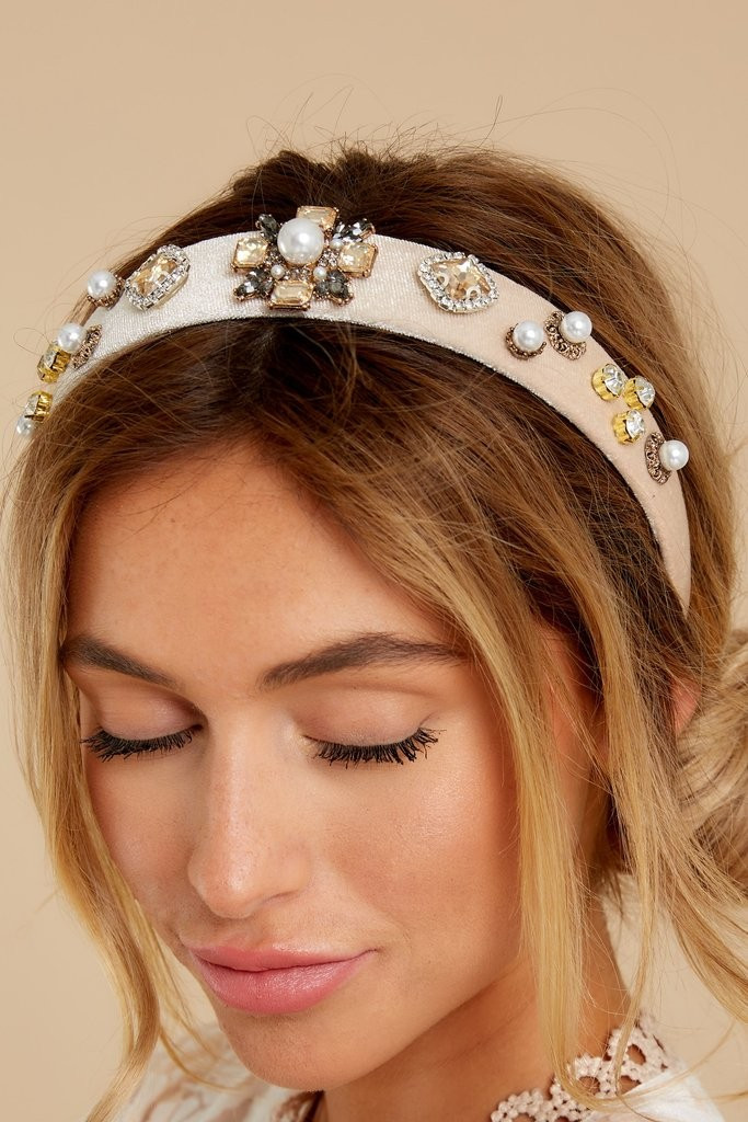 Dream Come True Beige Embellished Headband | Red Dress 