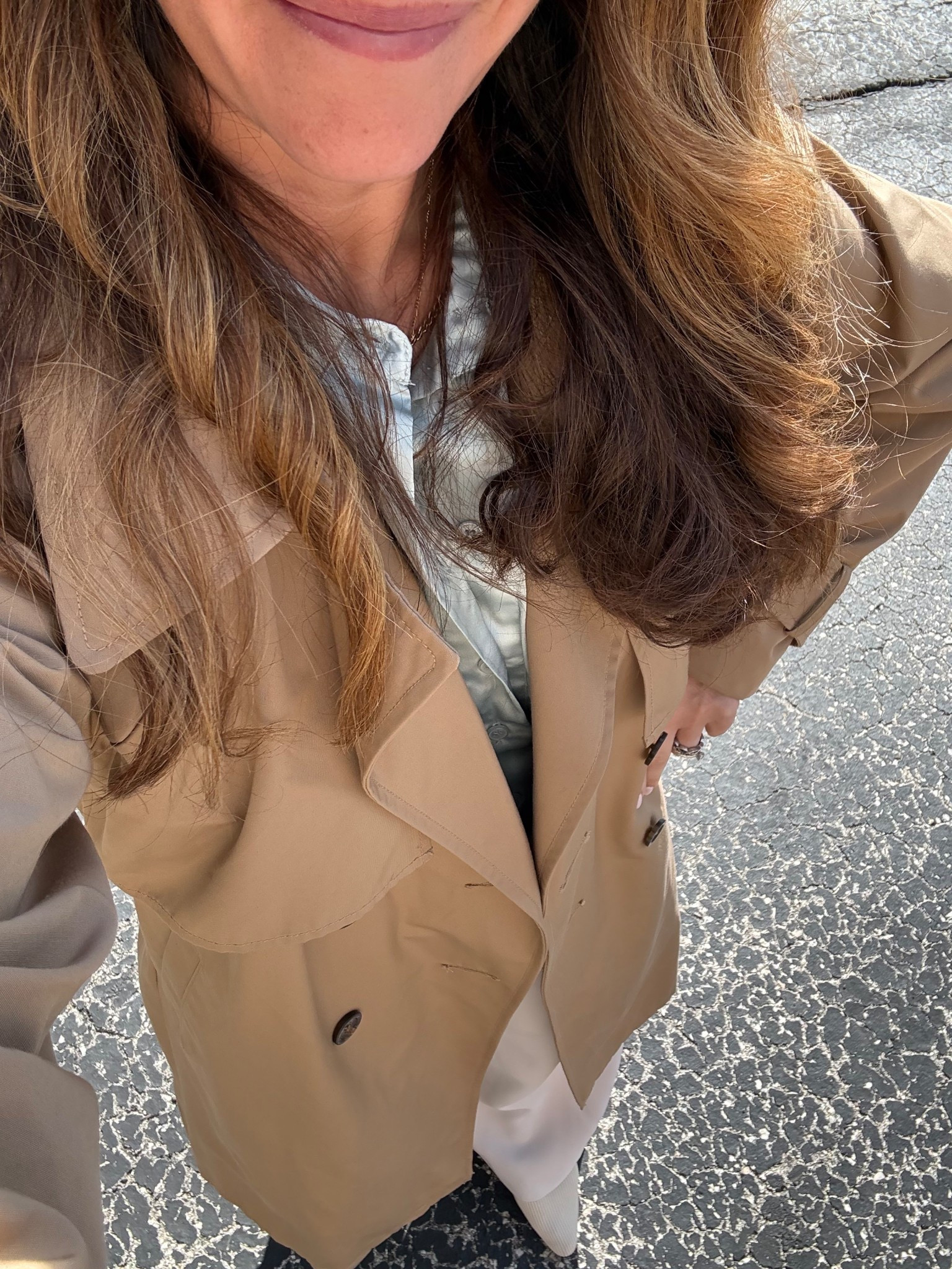 Trench coat 

#LTKmomlife #LTKdayinmylife #LTKOver40