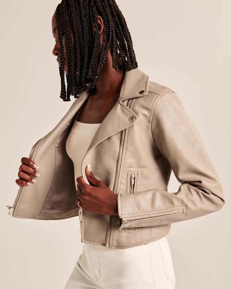 Women's Vegan Leather Moto Jacket | Women's Coats & Jackets | Abercrombie.com | Abercrombie & Fitch (US)