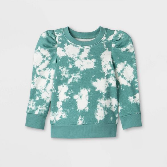 Grayson Mini Toddler Girls' Tie-Dye Puff Sleeve Fleece Pullover - Blue | Target