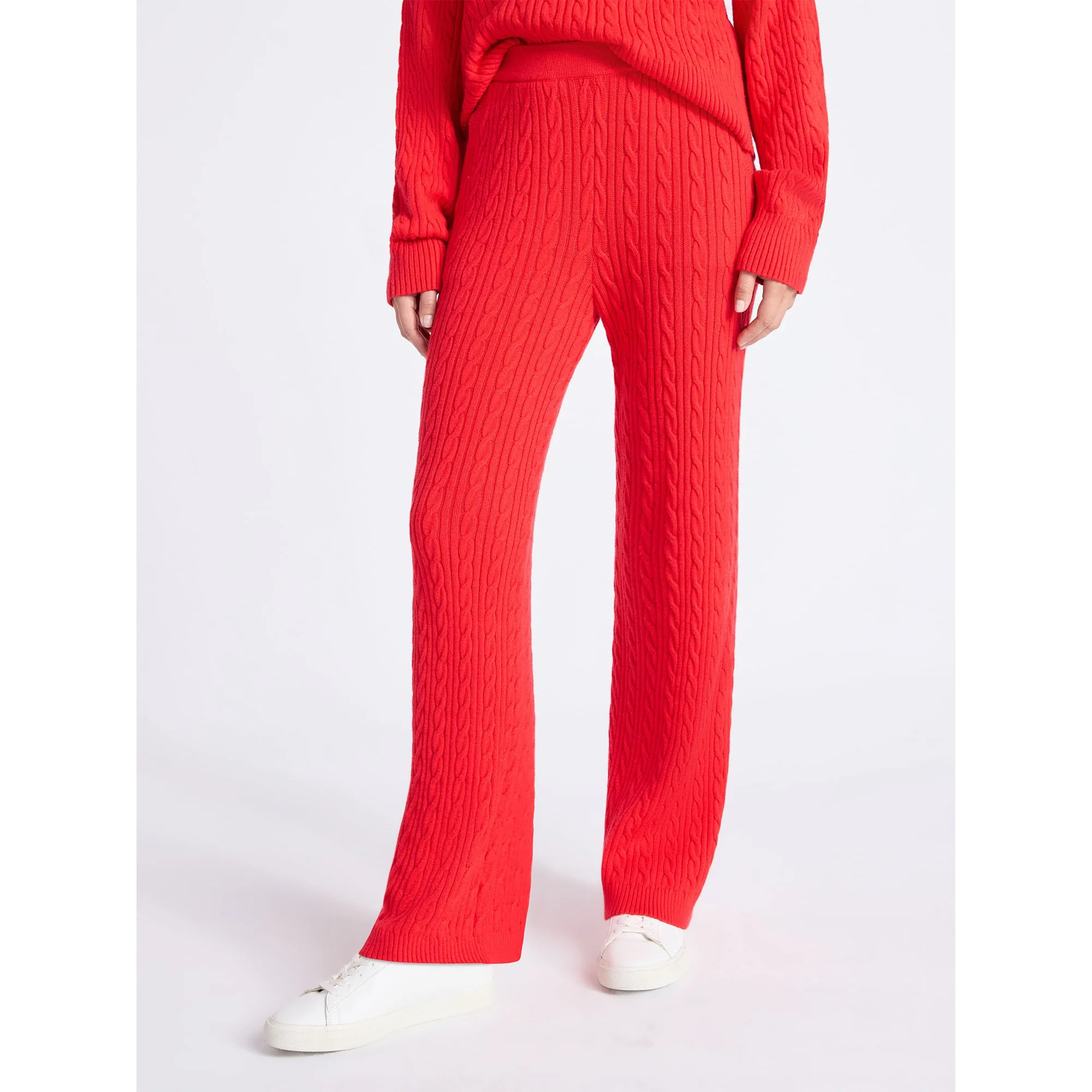 Free Assembly Women's Cozy Yarn Wide Leg Cable Knit Sweater Pants, Size XS-XXL | Walmart (US)